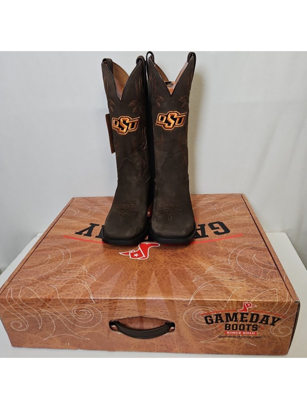 Gameday Western Leather Boots Mens Sz 9.5D Oklahoma State University OSU Cowboys